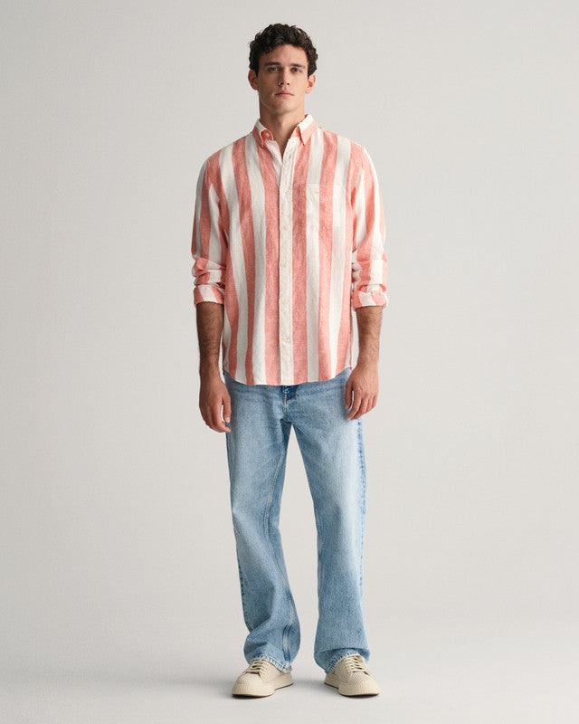 Regular Fit Bold Striped Linen Shirt