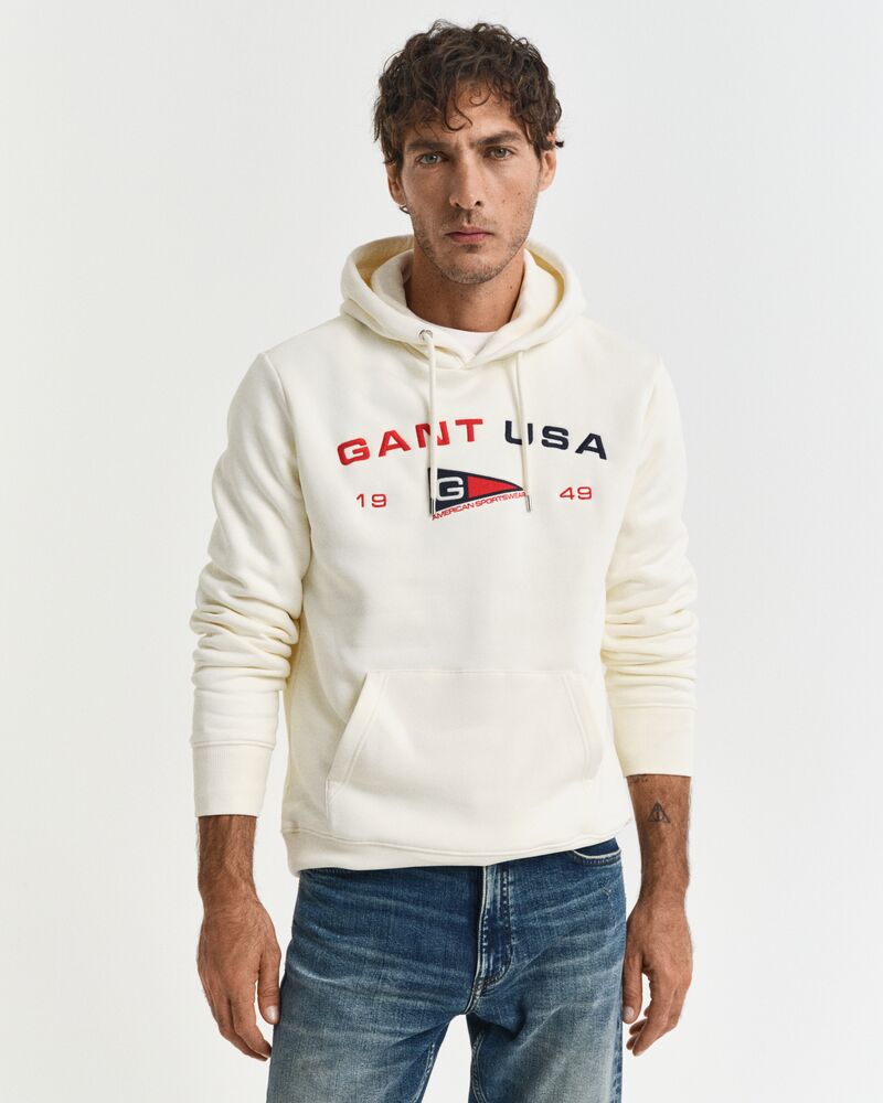 GRAPHIC SWEAT HOODIE Beige / S