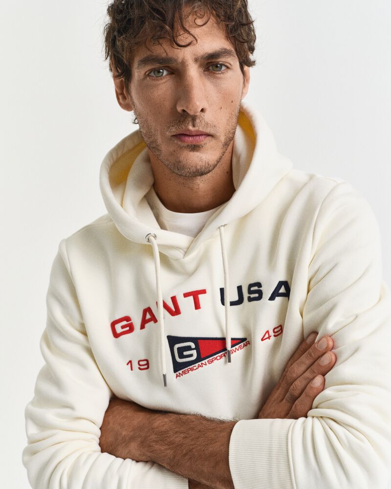 GRAPHIC SWEAT HOODIE Beige / S