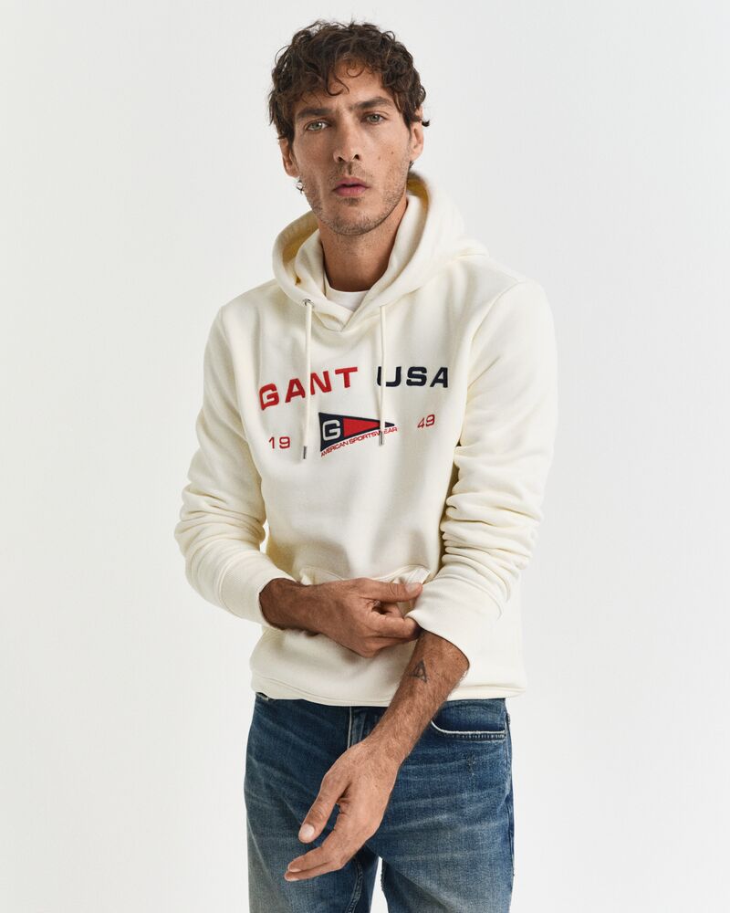 GRAPHIC SWEAT HOODIE Beige / S