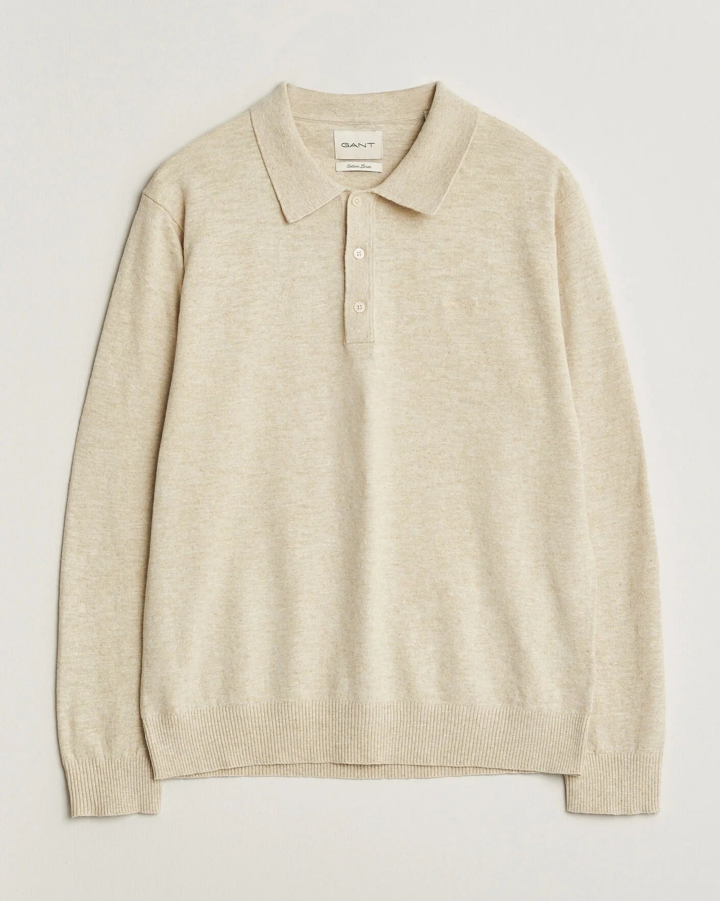 Slub Cotton Blend Polo Sweater
