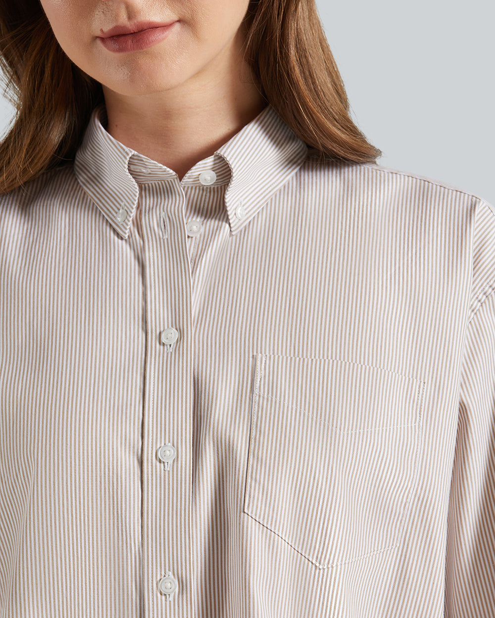Gant Ppo Oxf Stripe Relaxed Shirt – Relaxed Fit, Striped Cotton Dark Khaki / 36