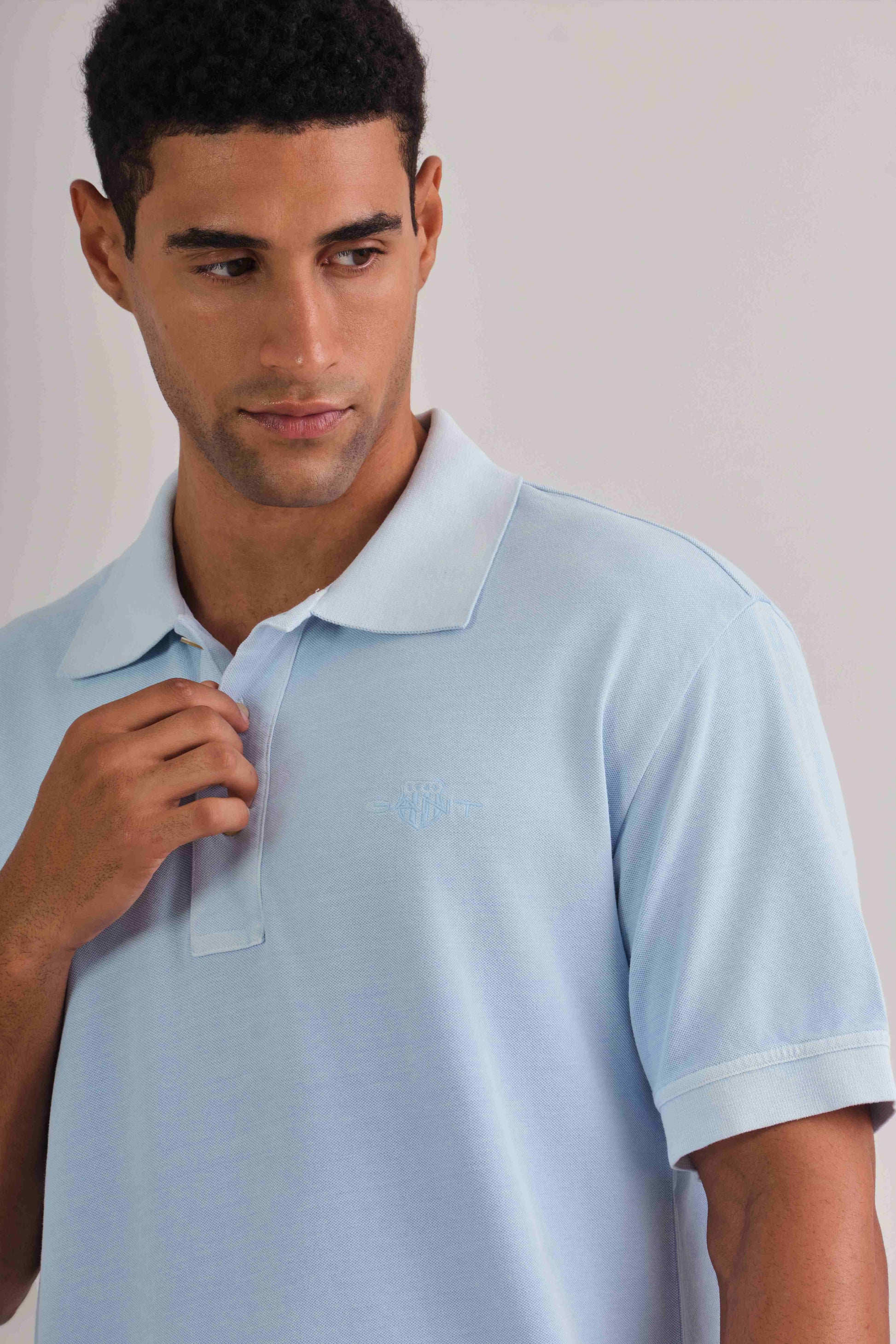 Spray-Dyed Piqué Polo Shirt Fresh Blue / M