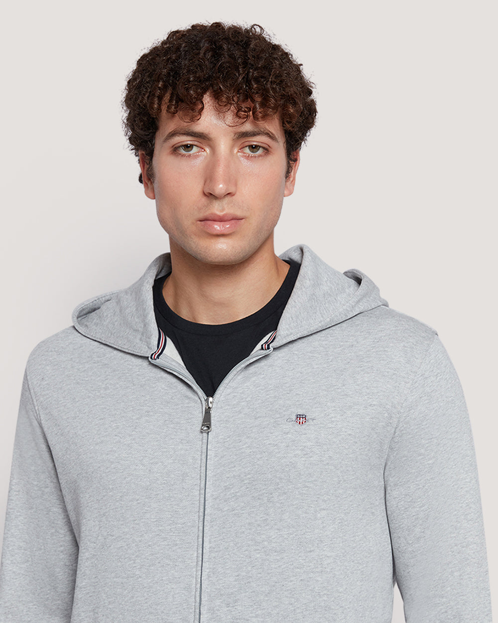 Men’S Shield Logo Full Zip Cotton Hoodie