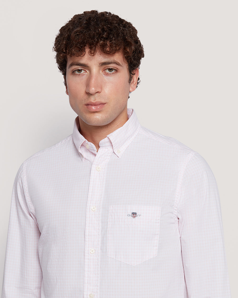 Men’S Regular Fit Gingham Check Poplin Cotton Shirt