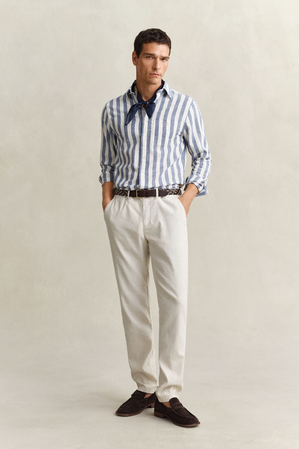 Regular Cotton Linen Stripe Shirt