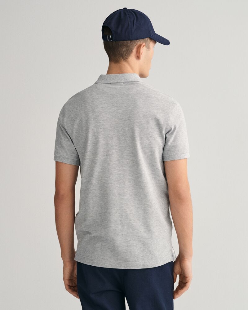 Slim Fit Shield Piqué Polo Shirt Grey Melange / S