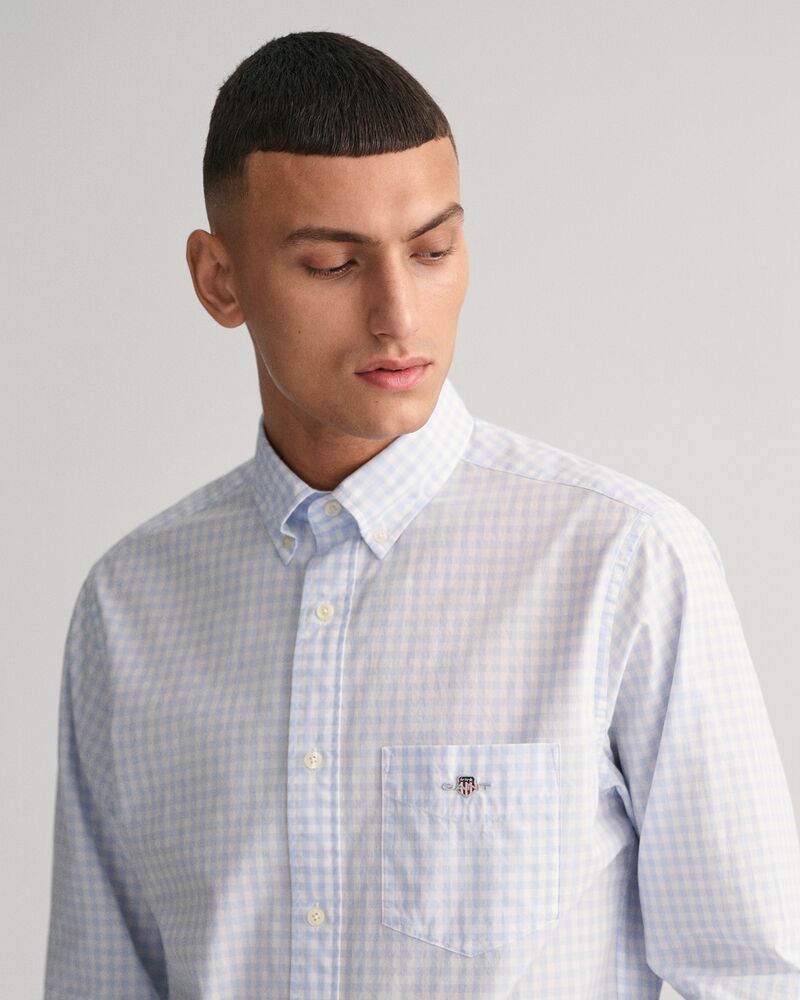 Regular Fit Gingham Poplin Shirt Light Blue / S