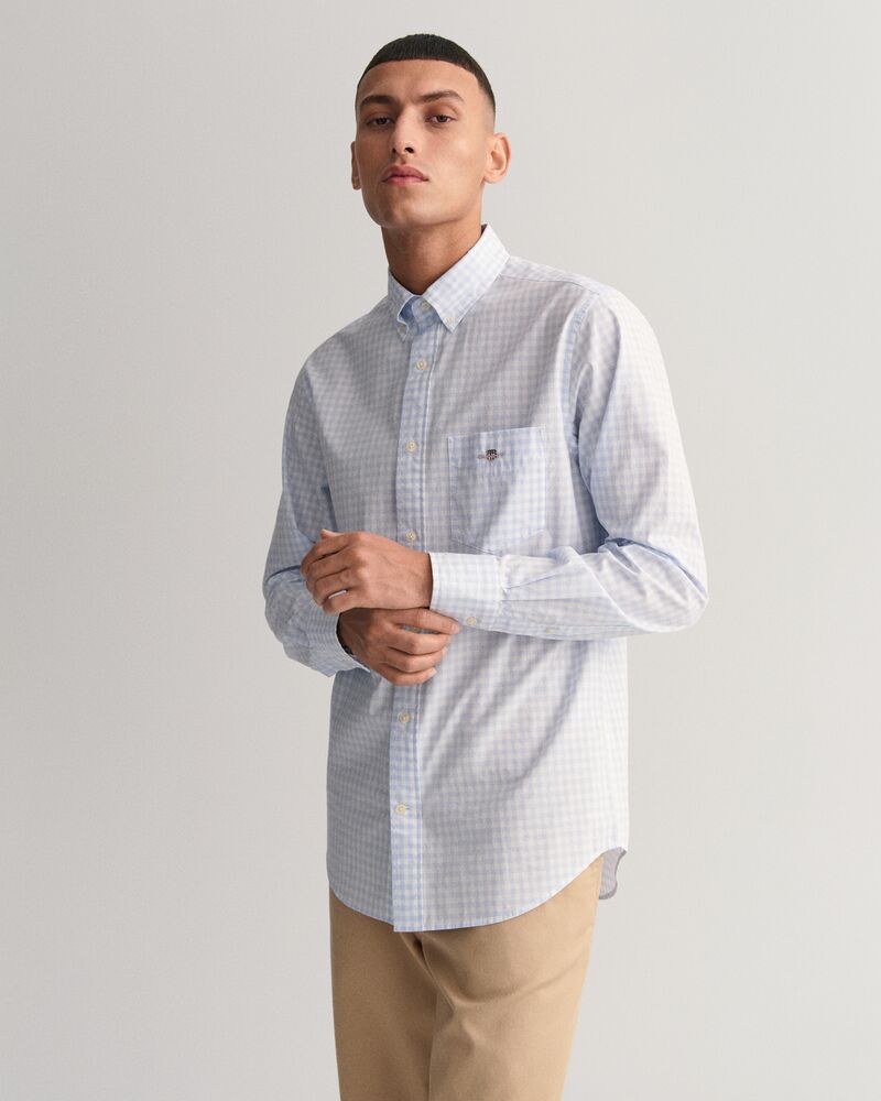 Regular Fit Gingham Poplin Shirt Light Blue / S