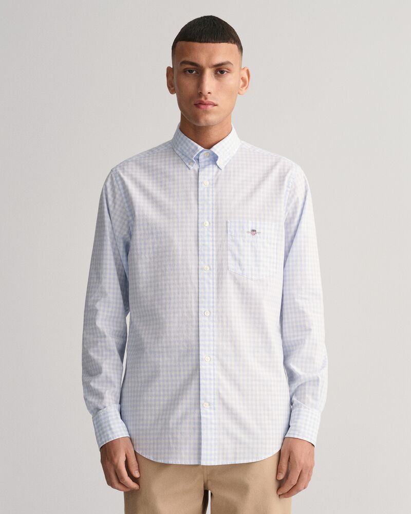 Regular Fit Gingham Poplin Shirt Light Blue / S
