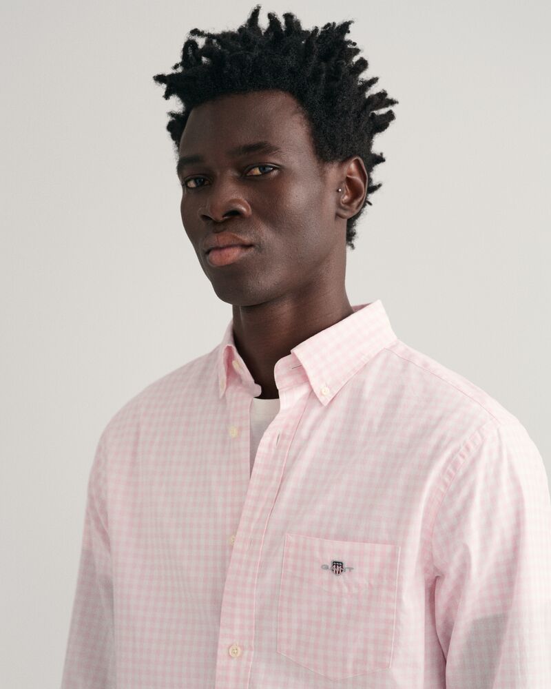 Regular Fit Gingham Poplin Shirt Light Pink / S