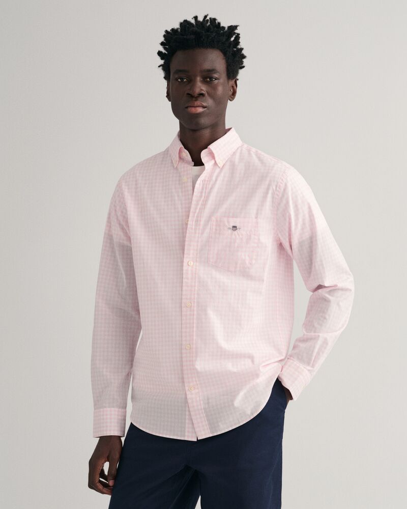 Regular Fit Gingham Poplin Shirt Light Pink / S
