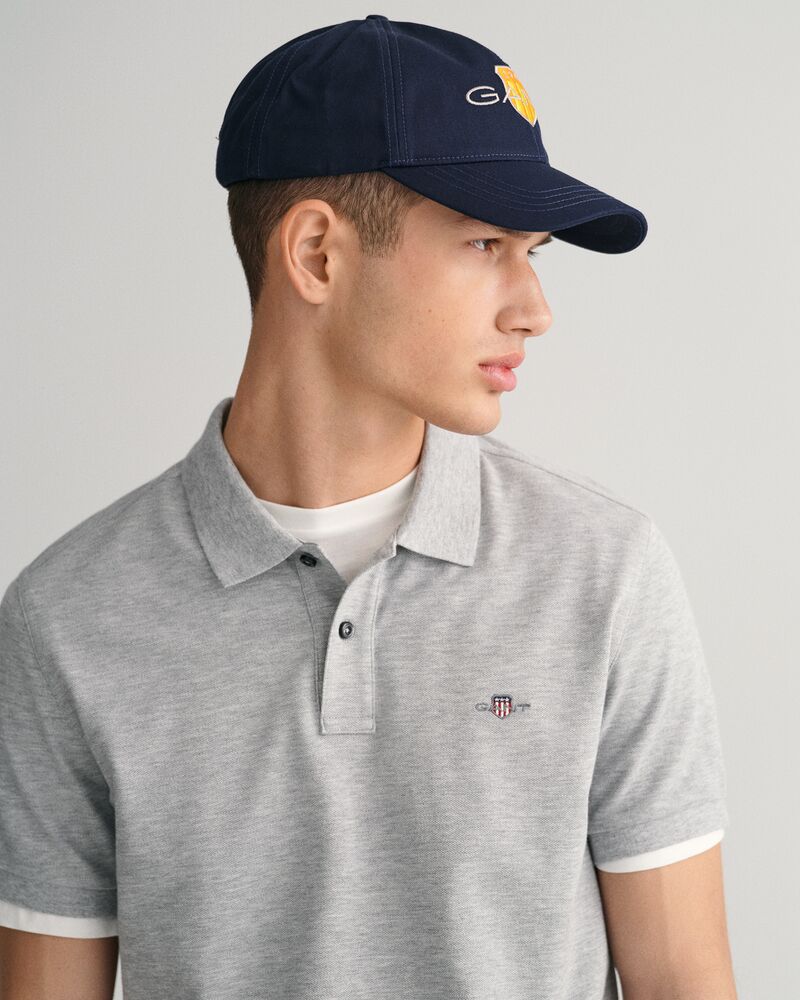 Slim Fit Shield Piqué Polo Shirt Grey Melange / S