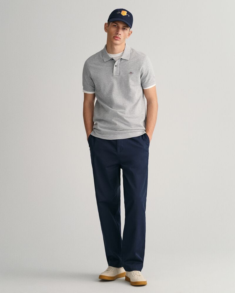 Slim Fit Shield Piqué Polo Shirt Grey Melange / S
