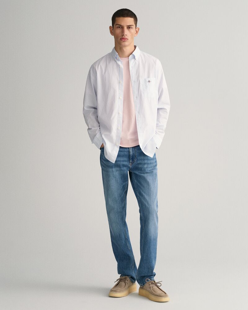 Regular Fit Striped Poplin Shirt Light Blue / S