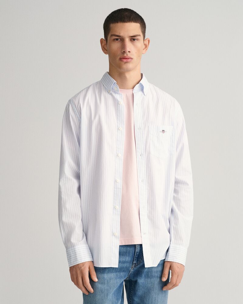 Regular Fit Striped Poplin Shirt Light Blue / S