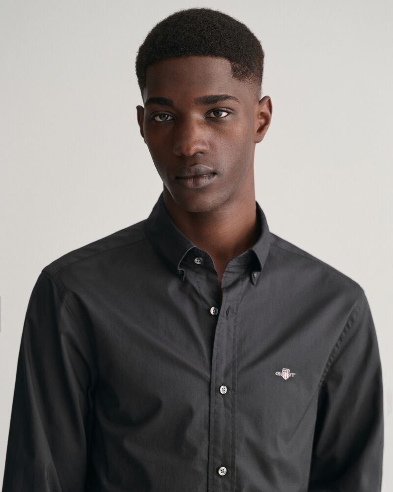Slim Fit Poplin Shirt Black / S