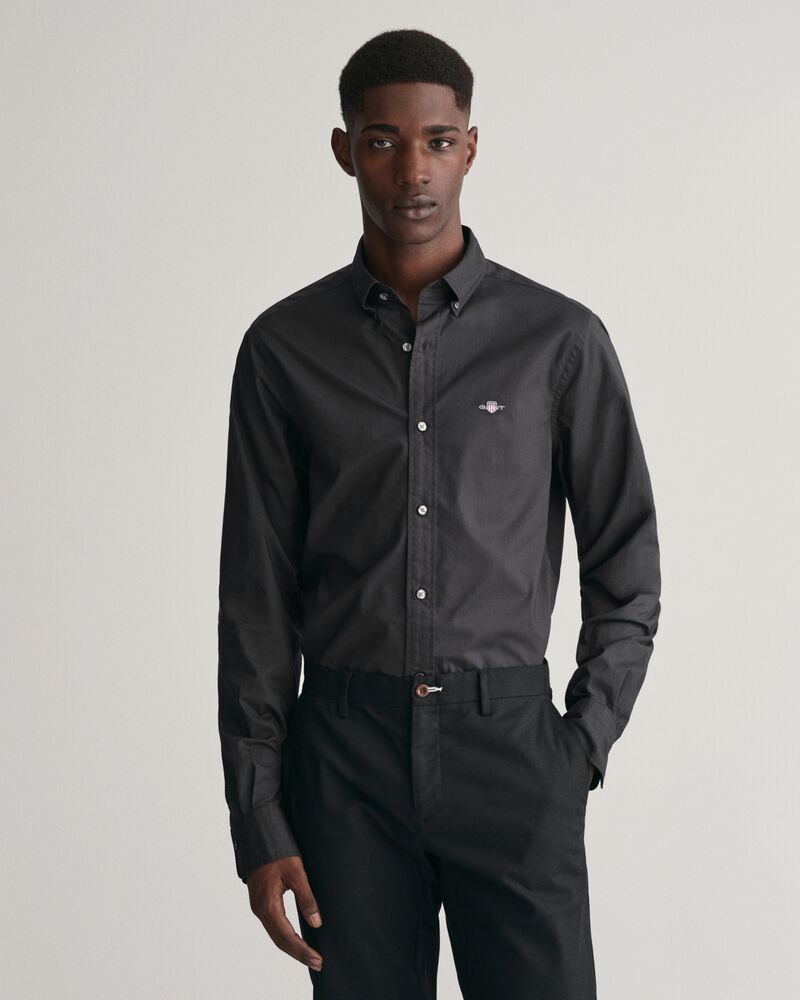 Slim Fit Poplin Shirt Black / S