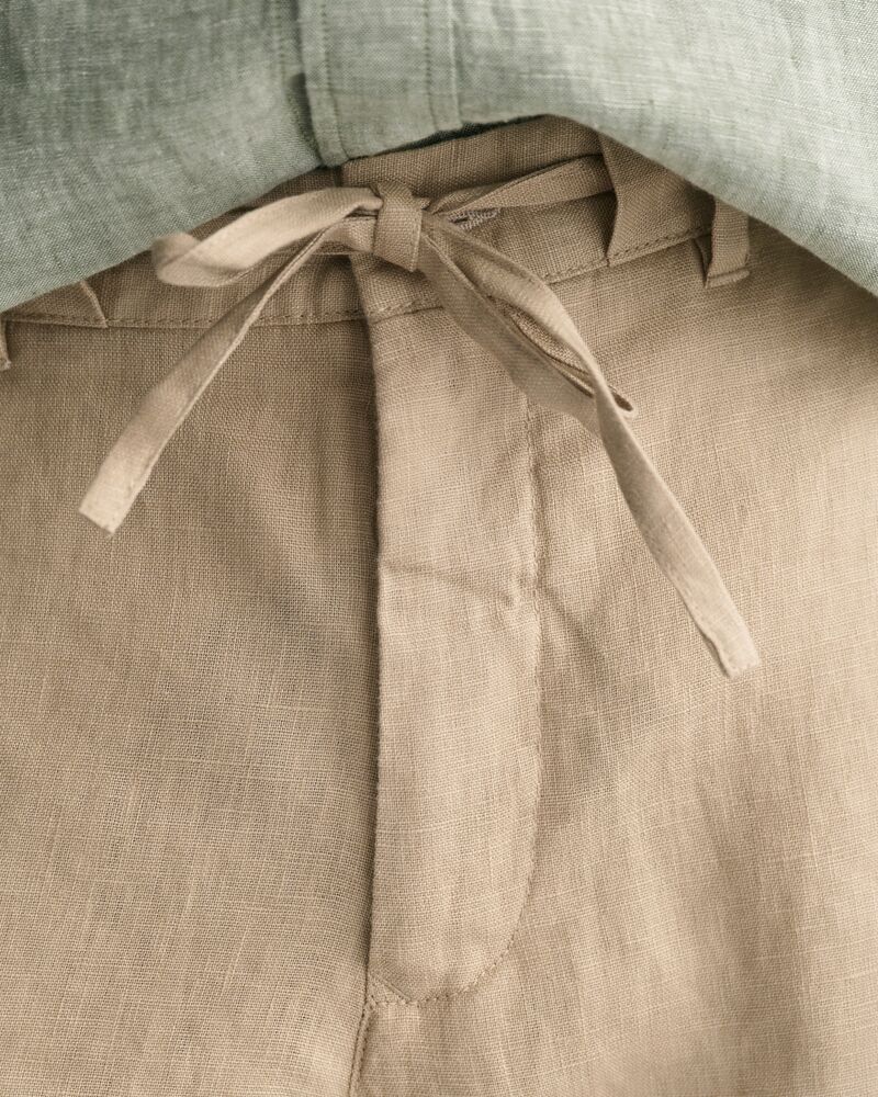 Relaxed Fit Linen Drawstring Pants S / DRY SAND