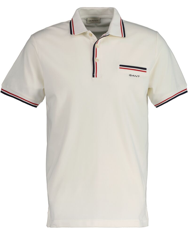 2-Color Tipped Piqué Polo Shirt Eggshell / S