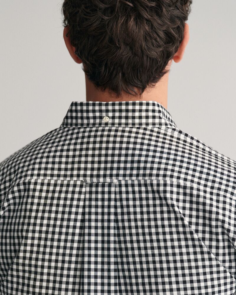 Regular Fit Gingham Poplin Short Sleeve Shirt Black / S
