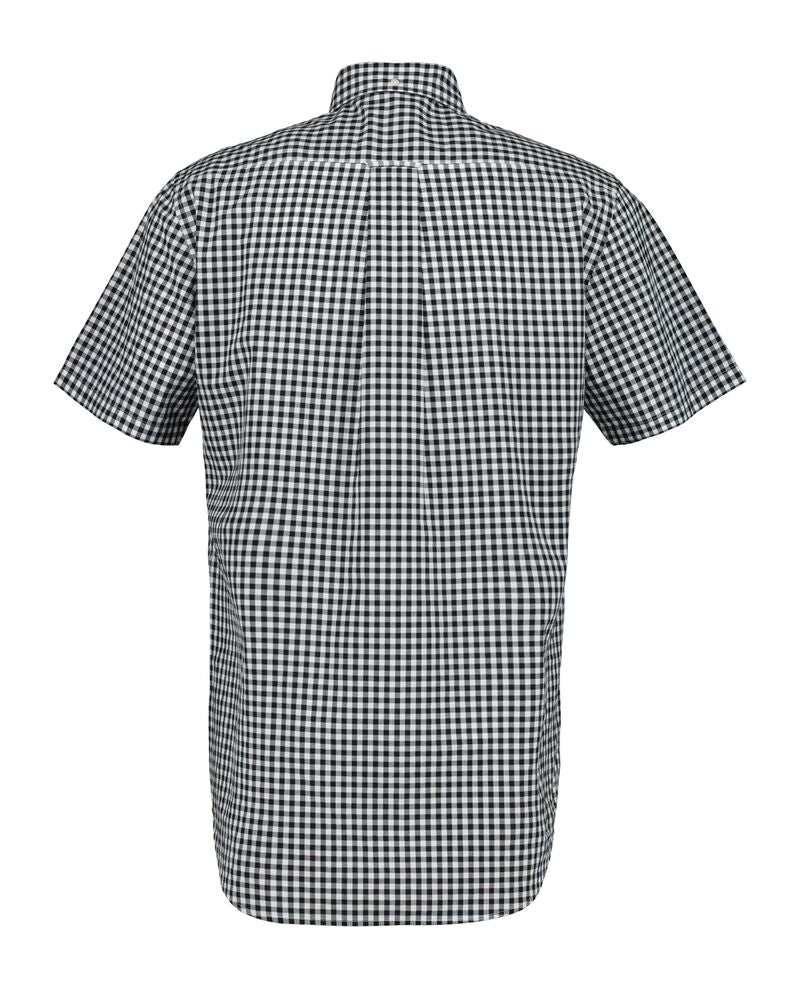 Regular Fit Gingham Poplin Short Sleeve Shirt Black / S