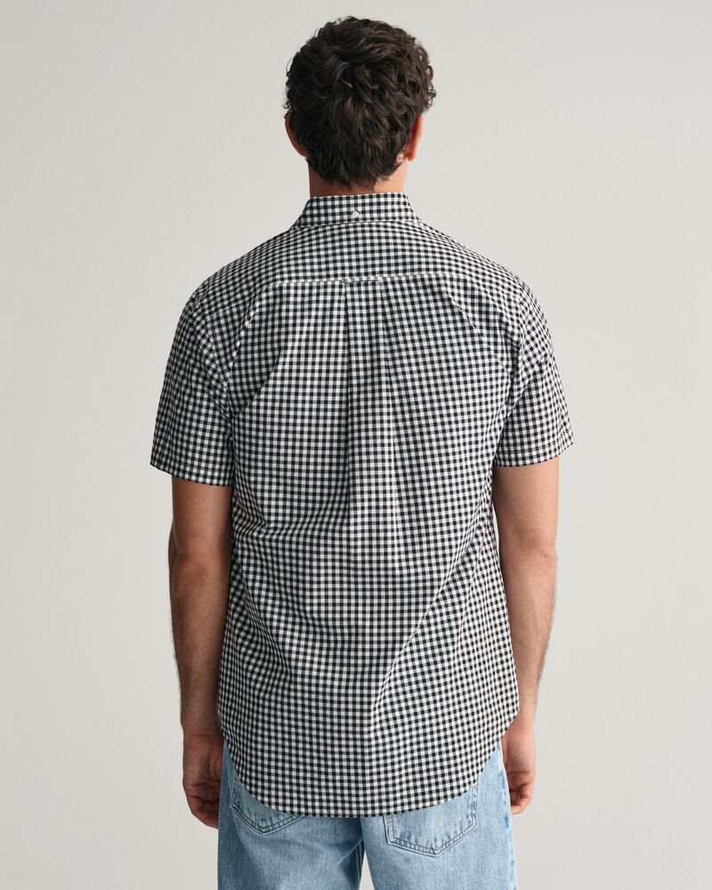 Regular Fit Gingham Poplin Short Sleeve Shirt Black / S