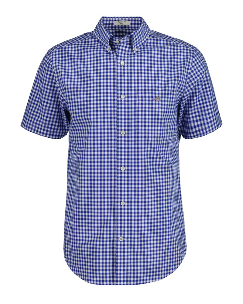 Regular Fit Gingham Poplin Short Sleeve Shirt College Blue / S