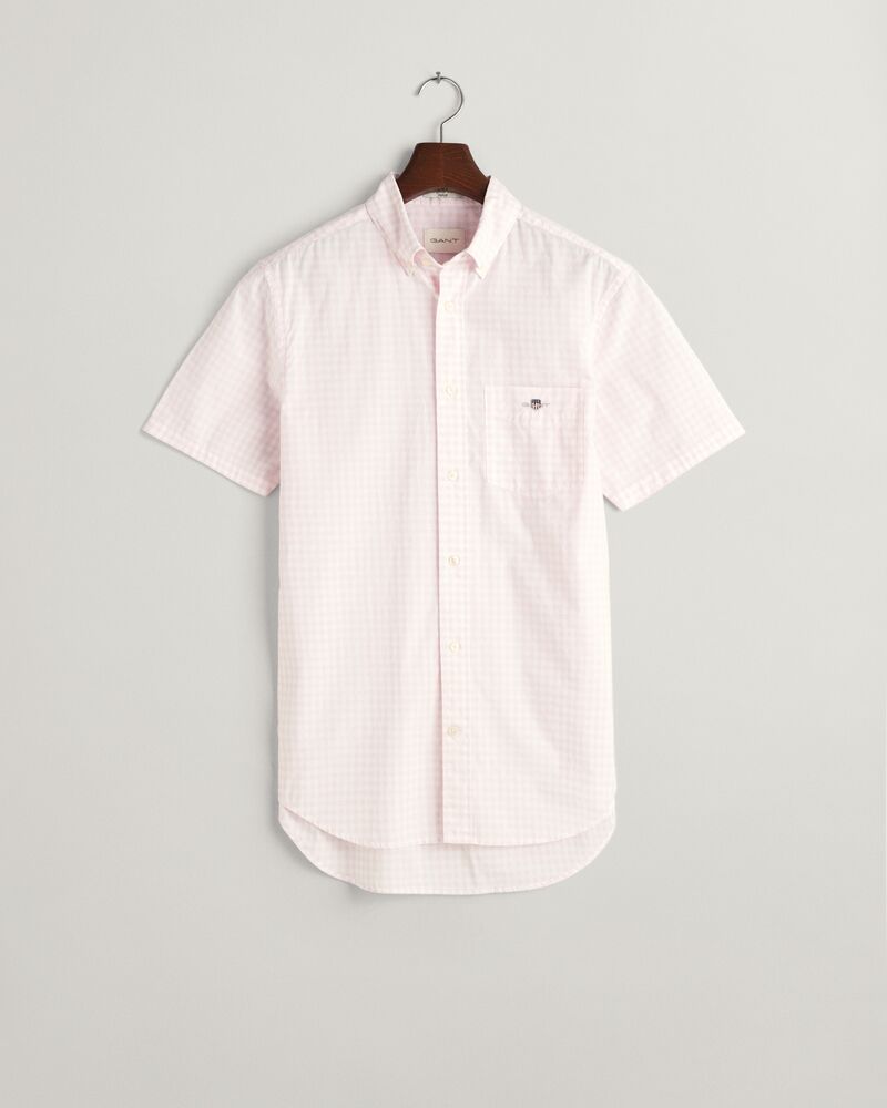 Regular Fit Gingham Poplin Short Sleeve Shirt Light Pink / S
