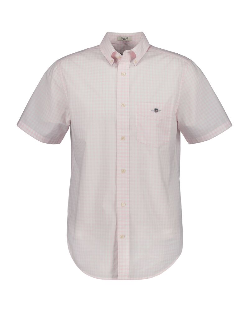 Regular Fit Gingham Poplin Short Sleeve Shirt Light Pink / S
