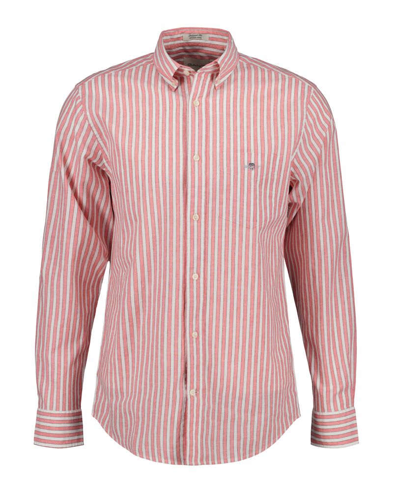 Regular Fit Striped Cotton Linen Shirt Sunset Pink / S