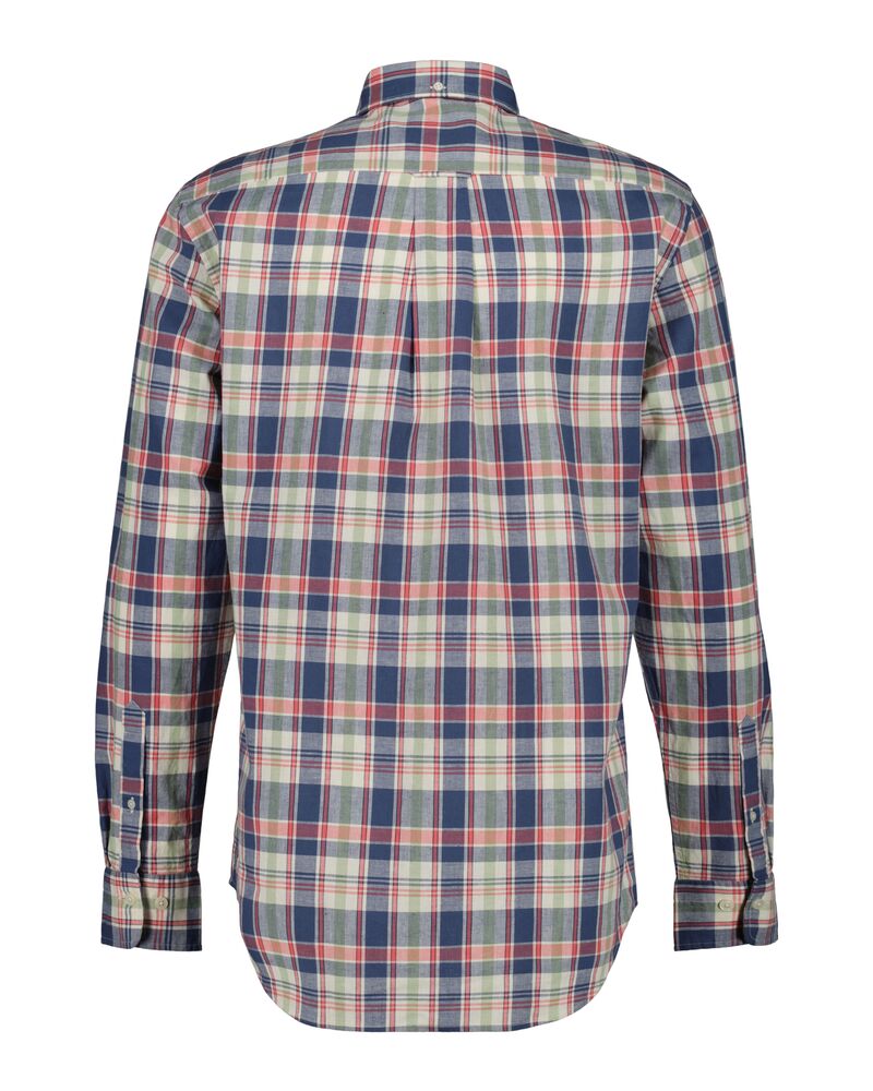 Regular Fit Checked Cotton Linen Shirt Dusty Blue Sea / S