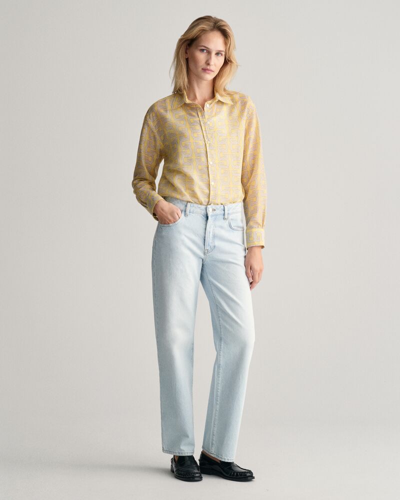 Relaxed Fit G Patterned Cotton Silk Shirt Dusty Yellow / 32