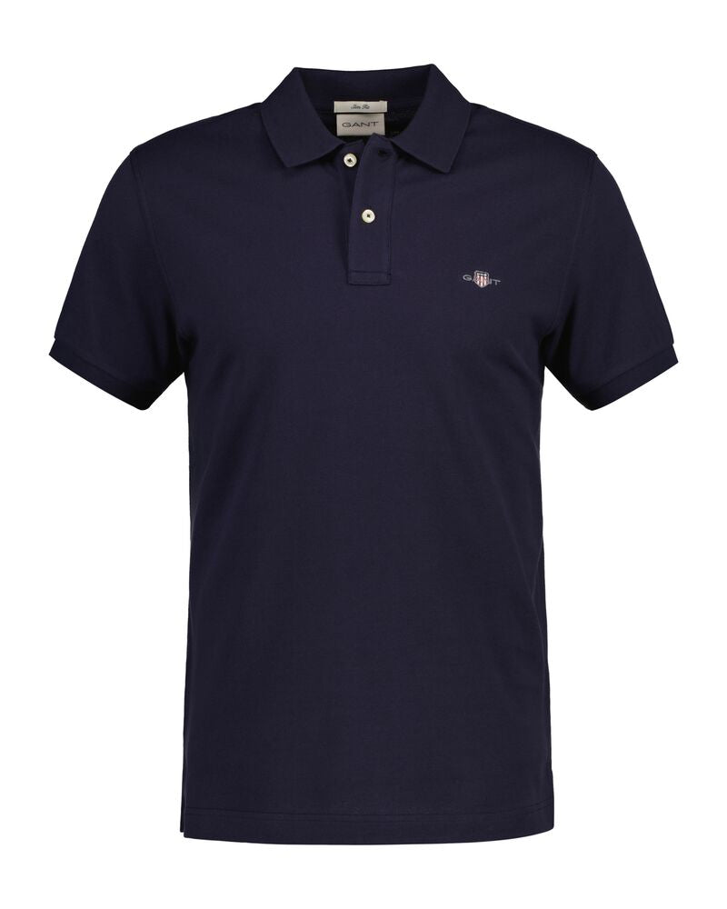 Slim Fit Shield Piqué Polo Shirt Evening Blue / S