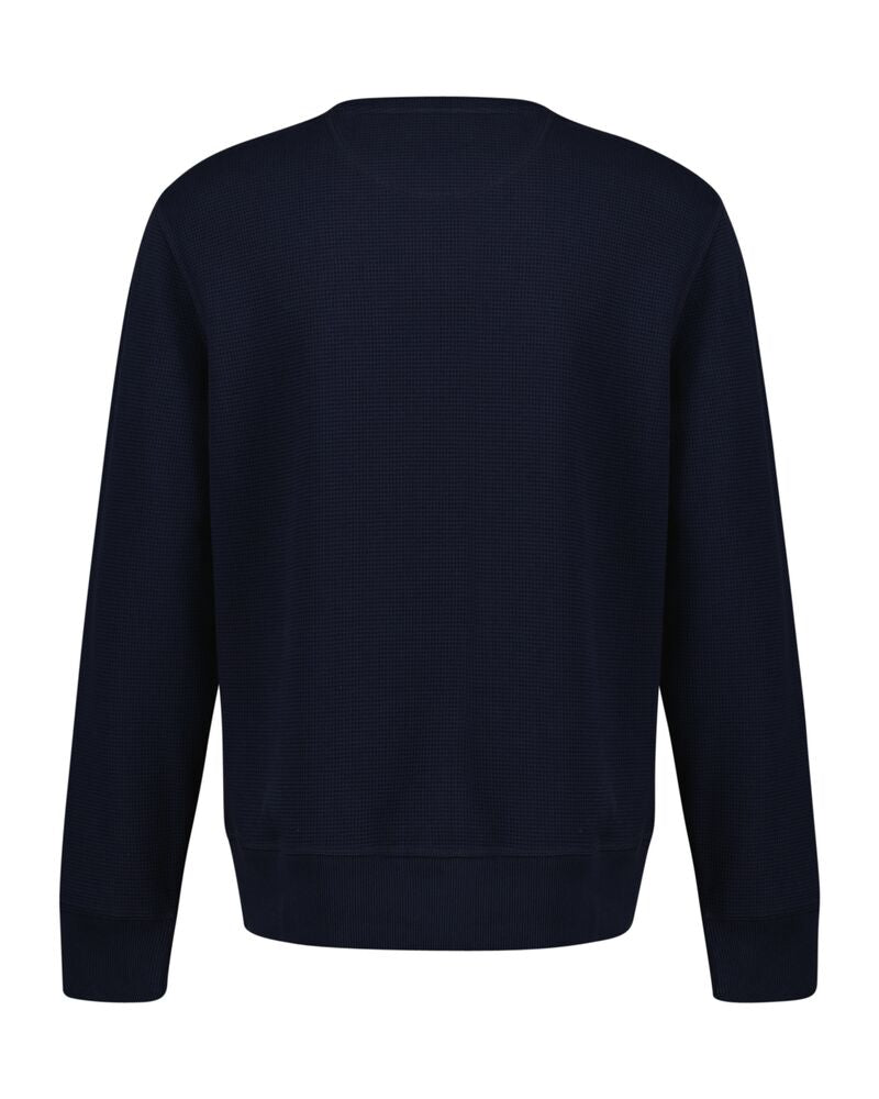 Waffle Textured Crew Neck Sweatshirt Evening Blue / S