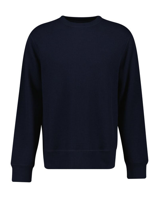 Waffle Textured Crew Neck Sweatshirt Evening Blue / S