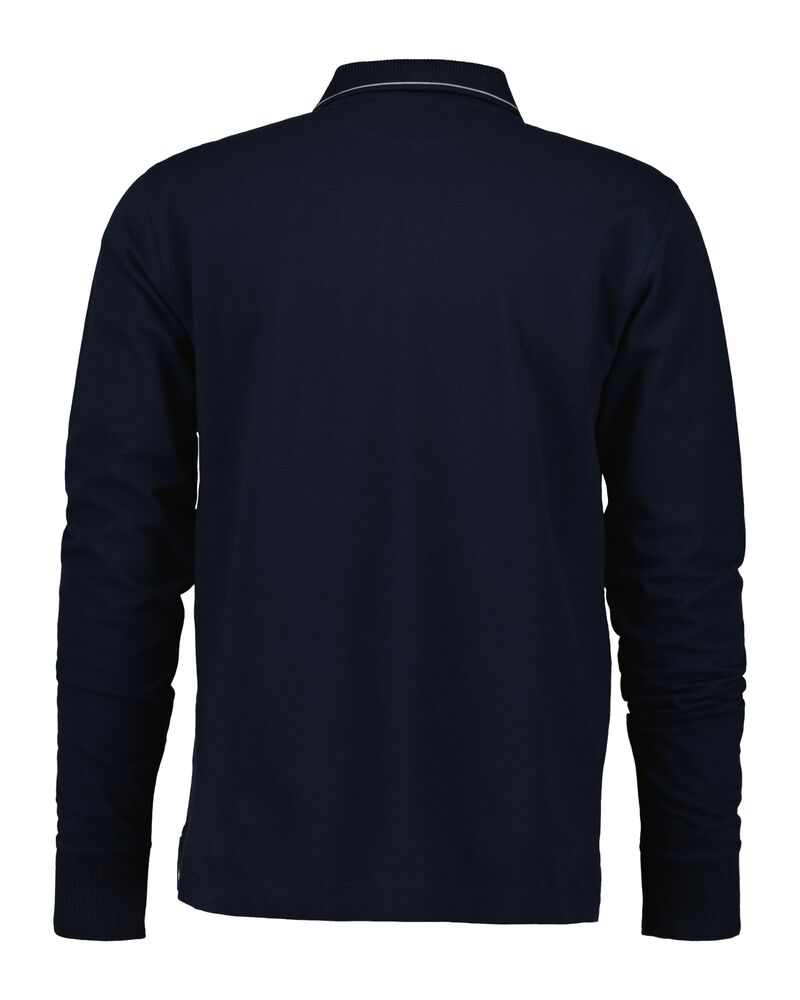 Textured Collar Long Sleeve Polo Shirt Evening Blue / M