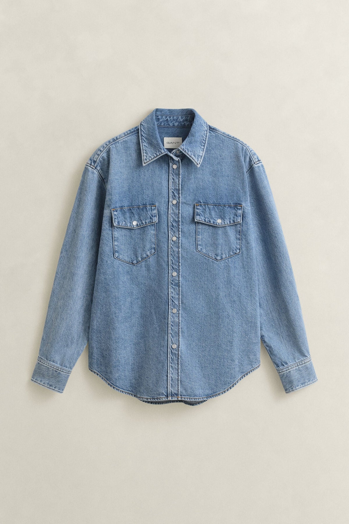 Relaxed Fit Denim Pocket Long Sleeve Shirt
