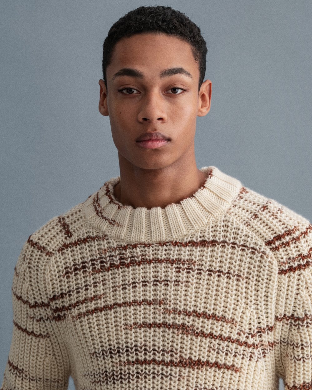 Multicolor Ribbed Mock Neck Sweater
