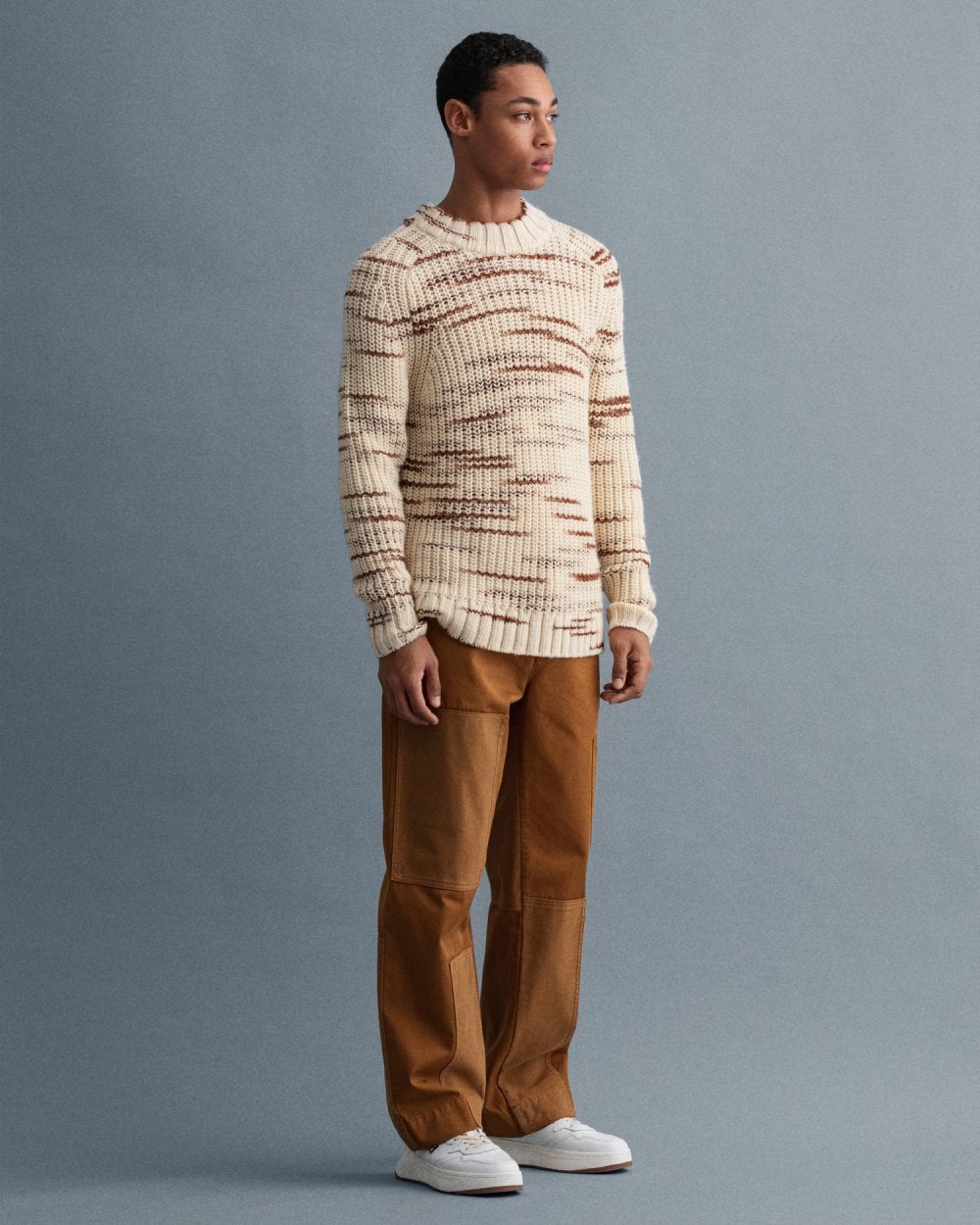 Multicolor Ribbed Mock Neck Sweater