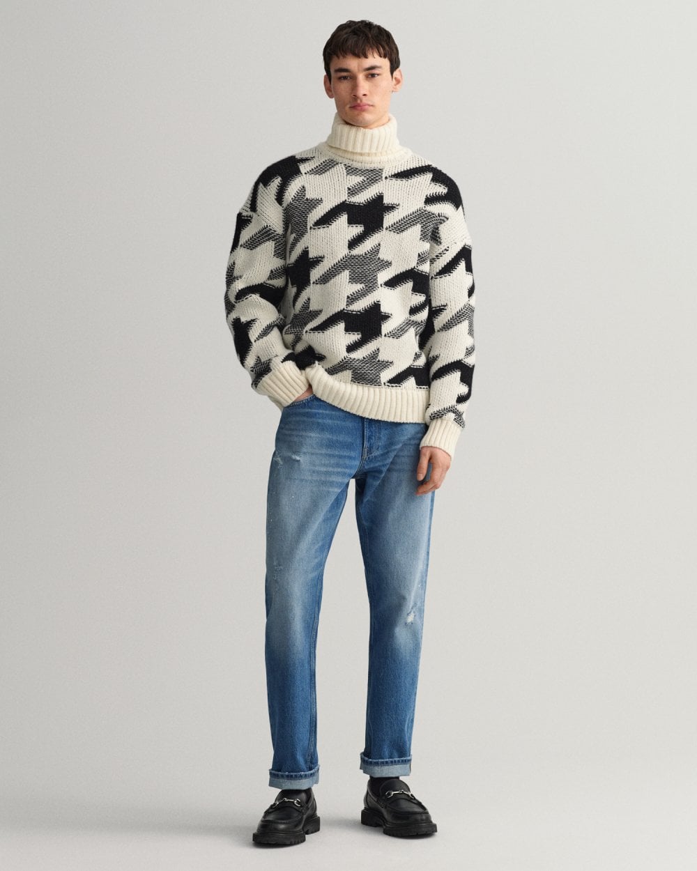 Houndstooth Rollneck Sweater