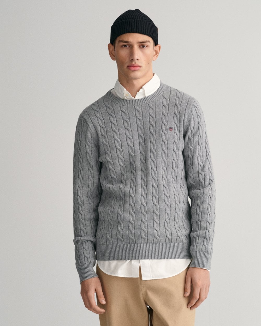 Cotton Cable Knit Crew Neck Sweater