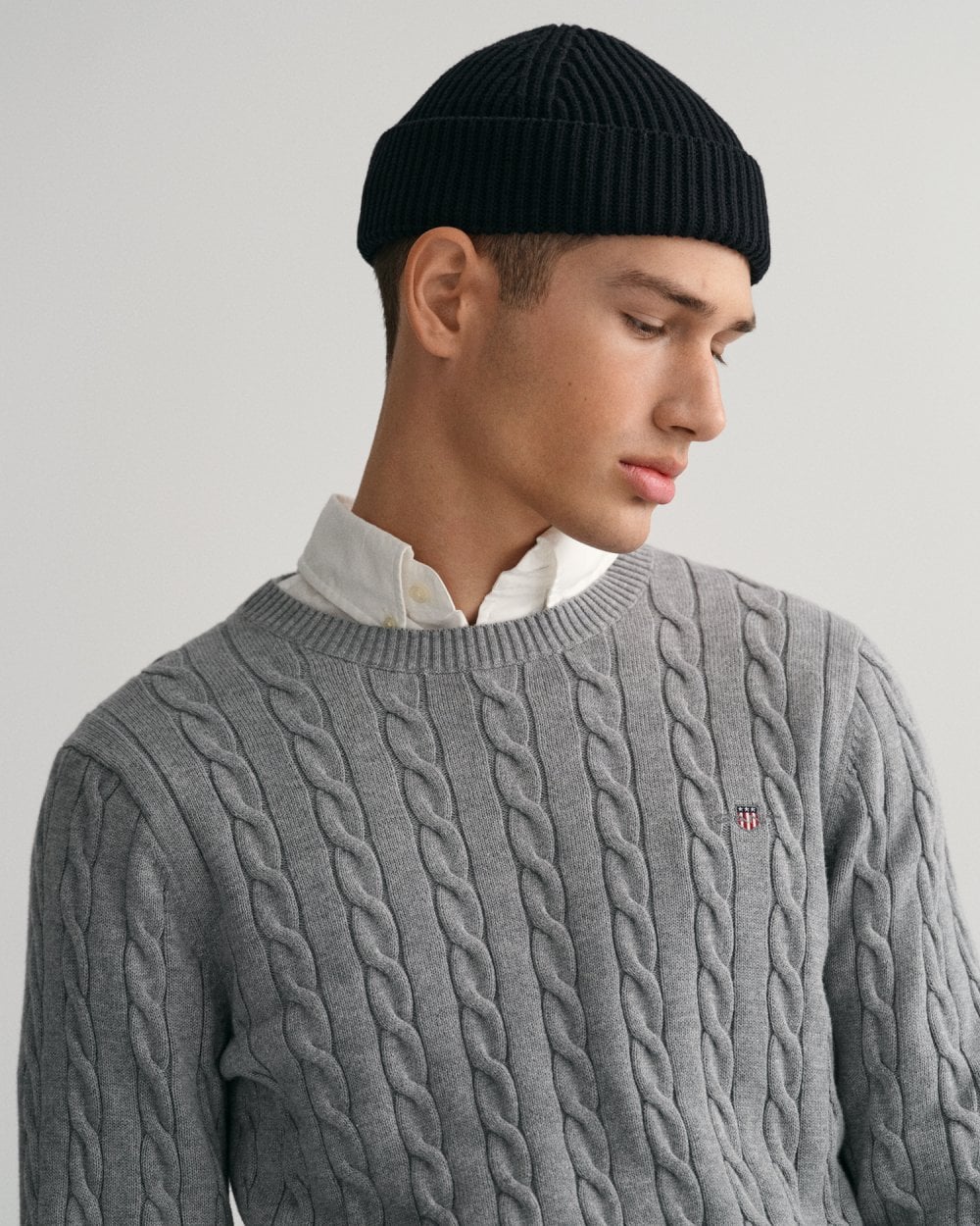 Cotton Cable Knit Crew Neck Sweater