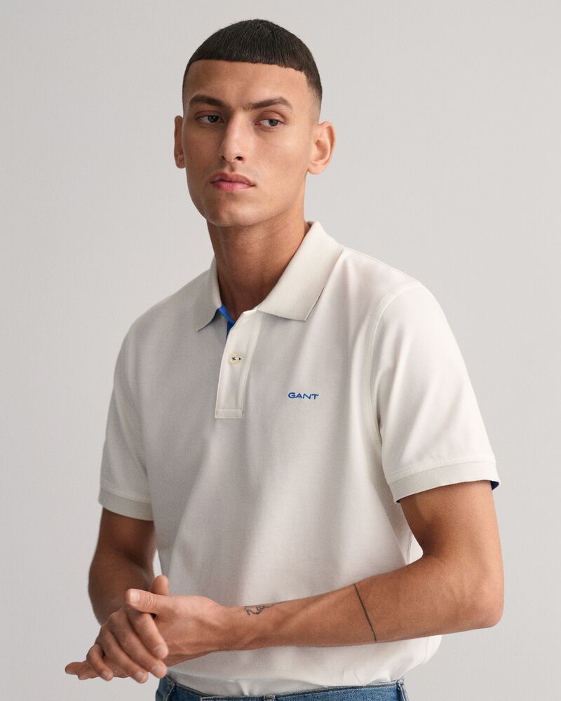 Contrast Piqué Polo Shirt S / Eggshell