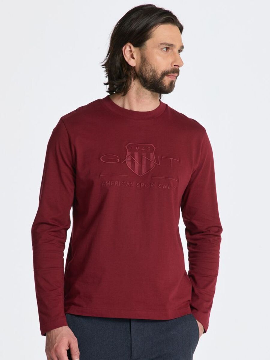 Regular Fit Tonal Shield Long Sleeve T-Shirt