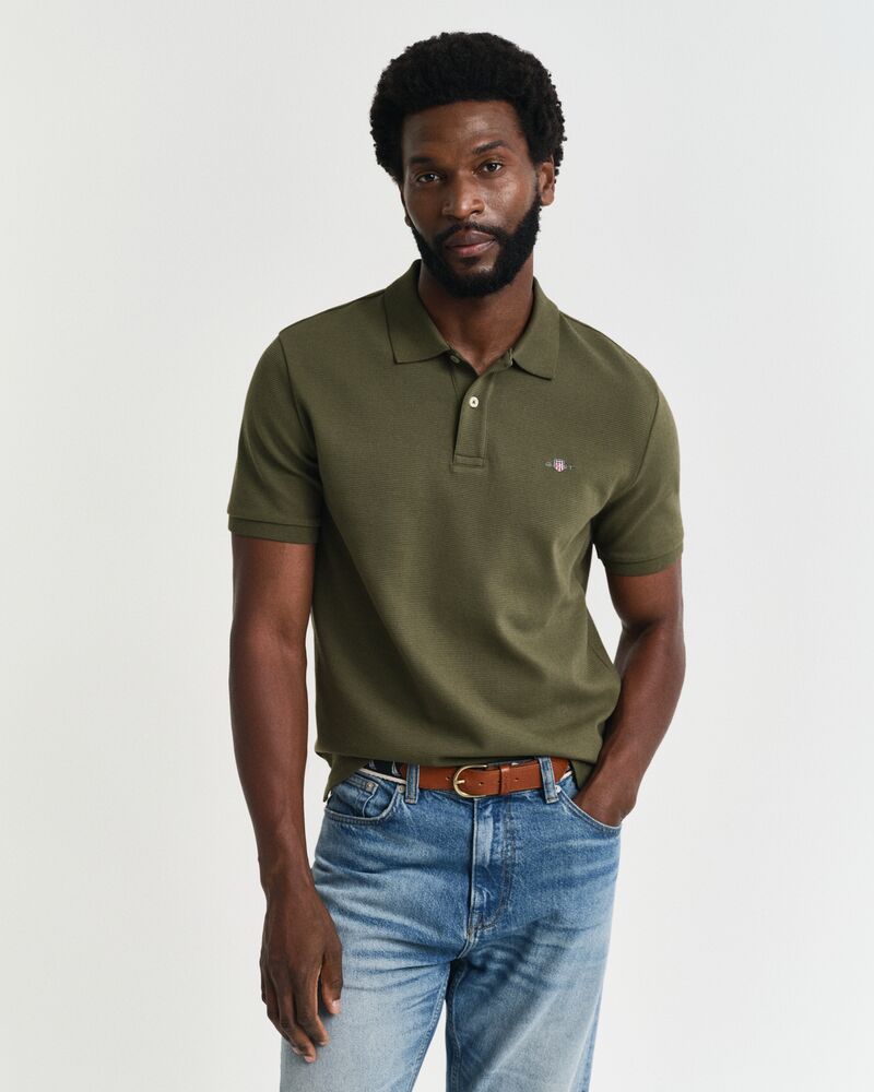 TEXTURED POLO Green / S