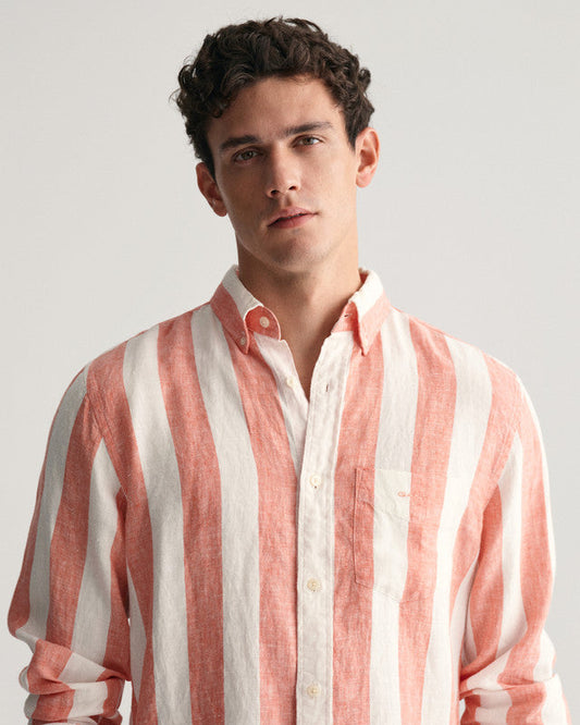 Regular Fit Bold Striped Linen Shirt