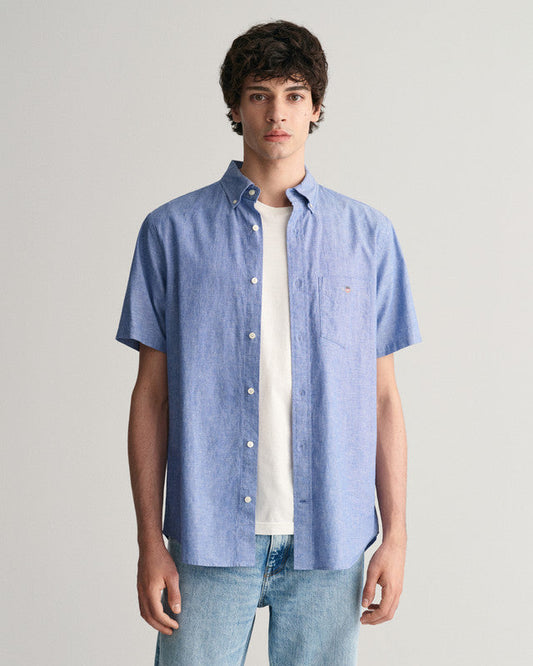 Regular Fit Cotton Linen Short Sleeve Shirt