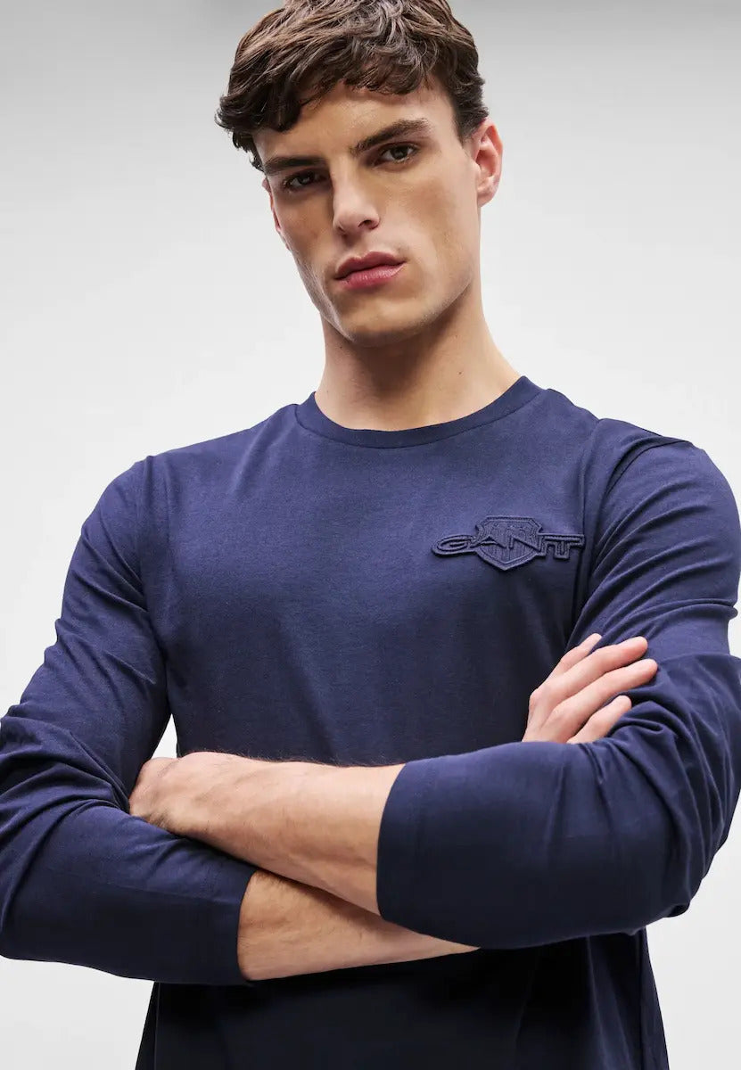 Regular Tonal Shield Long Sleeve T-Shirt For Men