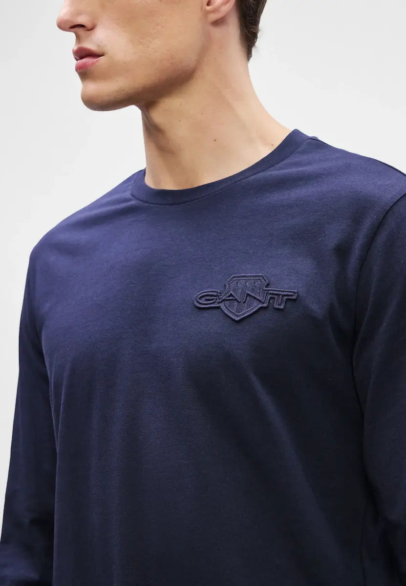 Regular Tonal Shield Long Sleeve T-Shirt For Men
